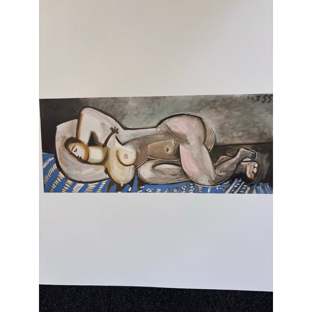 2000 - 2009 After Pablo Picasso Reclining Nude on Blue Carpet. Abstract. Lithograph (Offset). For Sale - Image 5 of 10