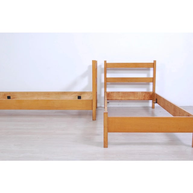 Set of Vintage Modern Wood Bed Frame, 1960s For Sale - Image 6 of 13