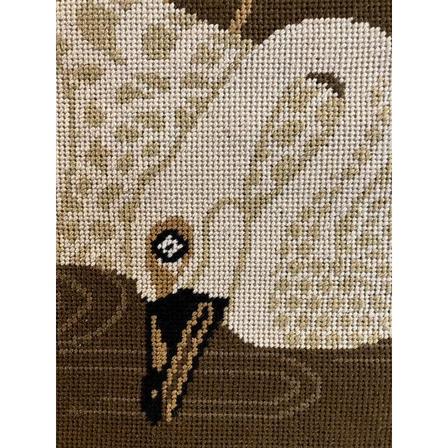 Wood 1990s Bespoke Hand-Embroidered "Swan & Lotus" Fiber Art – Japonisme Style For Sale - Image 7 of 7