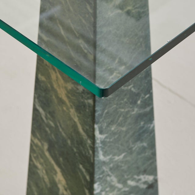 Breccia Verde Marble + Bent‑Glass Console Table, Europe Circa 1970 For Sale In Chicago - Image 6 of 10