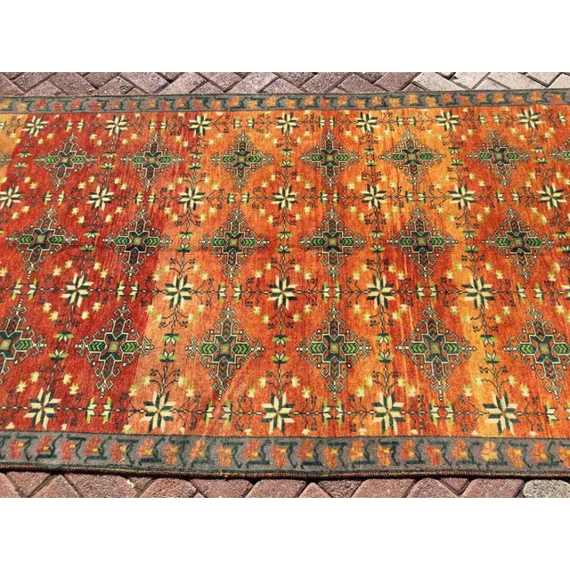 One of a kind hand made vintage Oushak rug. This gorgeous hand knotted area rug was made in the 1960's by Anatolian...