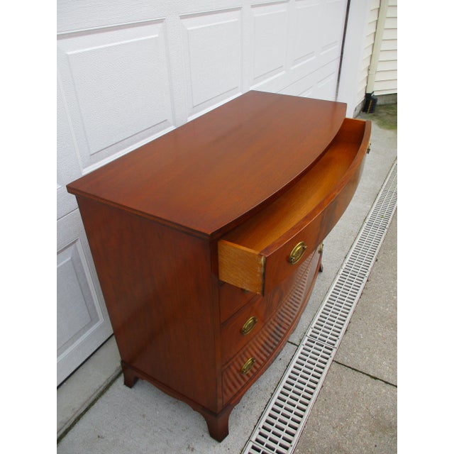 Baker Furniture Company Federal Style Crotch Mahogany and Inlay Chest of Drawers For Sale - Image 4 of 12