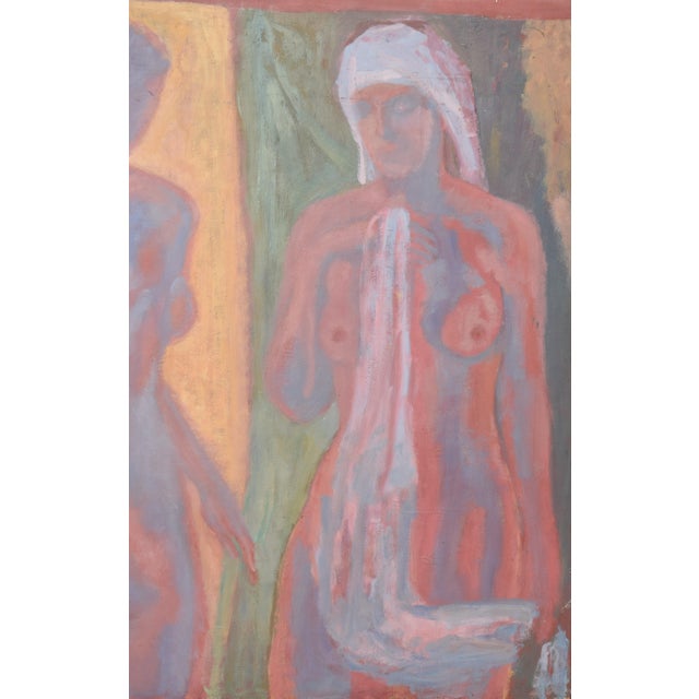 Kurt Lauber, Standing Nudes, 1960, Oil Painting, Framed For Sale - Image 4 of 9