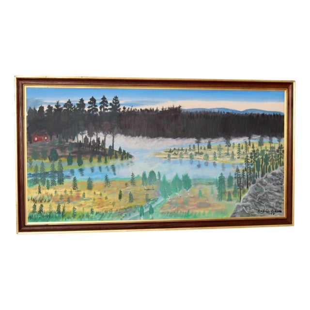 Ragnar Alnevik, Morning Mist Over the Forest Lake, 1978, Oil on Canvas, Framed For Sale