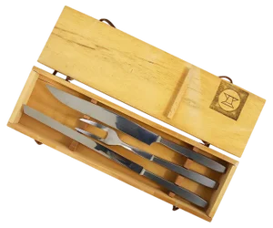 Boxed Amboss 2050 Carving Knives and Fork attributed to Helmut Alder, Austria, 1950s, Set of 3