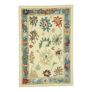 Colorful Oushak Rug - 03'04 X 04'11 For Sale