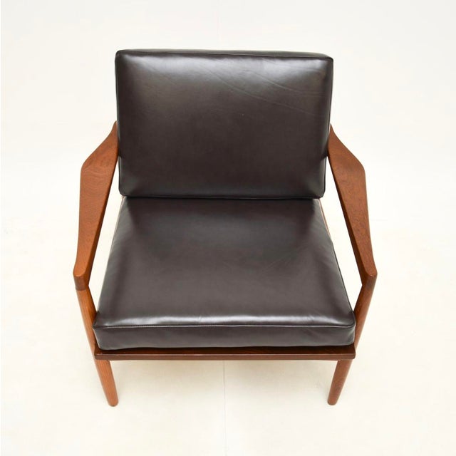 Wood Vintage Danish Teak and Leather Lounge Chair by Christian Jensen for Haslev, 1960 For Sale - Image 7 of 12