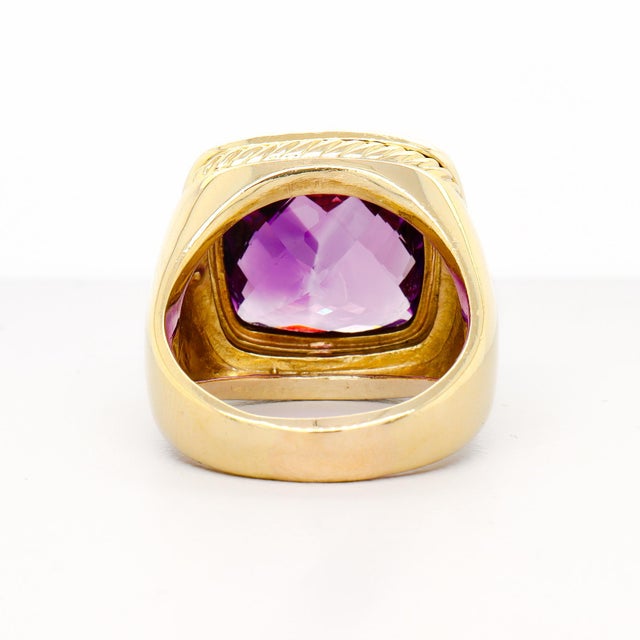 Vintage David Yurman 18k Yellow Gold, Amethyst, & Diamond Albion Cocktail Ring For Sale - Image 12 of 14
