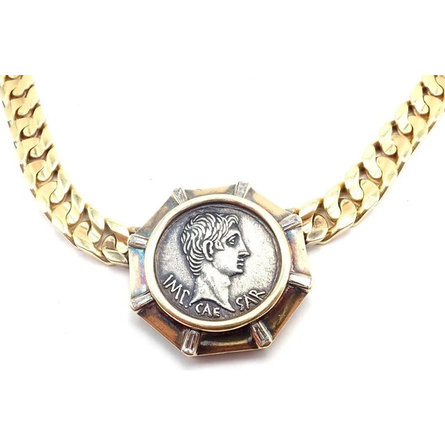 Bulgari Antique Bulgari Coin Monete Diamond Yellow Gold Link Chain Necklace For Sale - Image 4 of 12