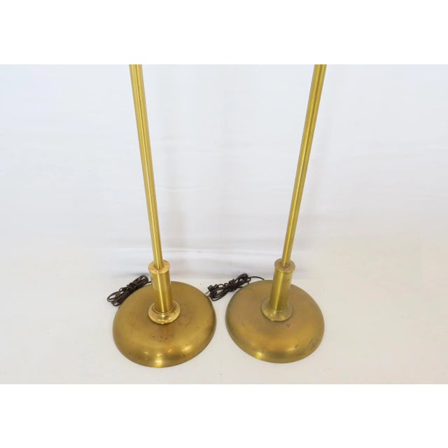 Vintage 1940s Art Deco Solid Brass Floor Lamp Torchères - a Pair For Sale - Image 9 of 11