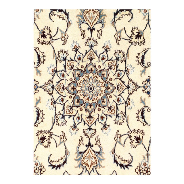 Traditional Pasargad DC Ivory Fine Hand Knotted Silk & Wool Nain For Sale - Image 3 of 4