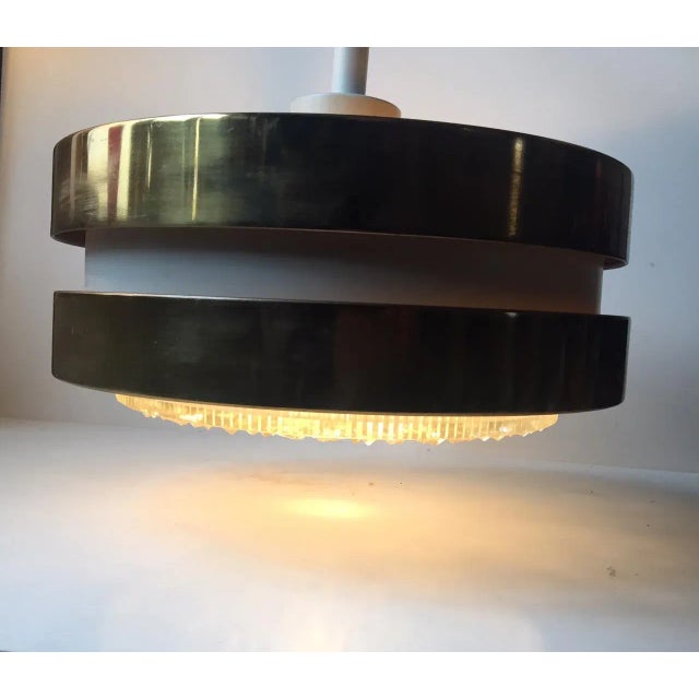 Brass & Crystal Pendant Lamp by Jo Hammerborg for Orno, 1960s For Sale - Image 4 of 7