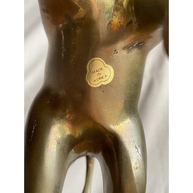 Vintage Mid 20th Century Standing Brass Elephant Figurine or Sculpture For Sale In Buffalo - Image 6 of 13