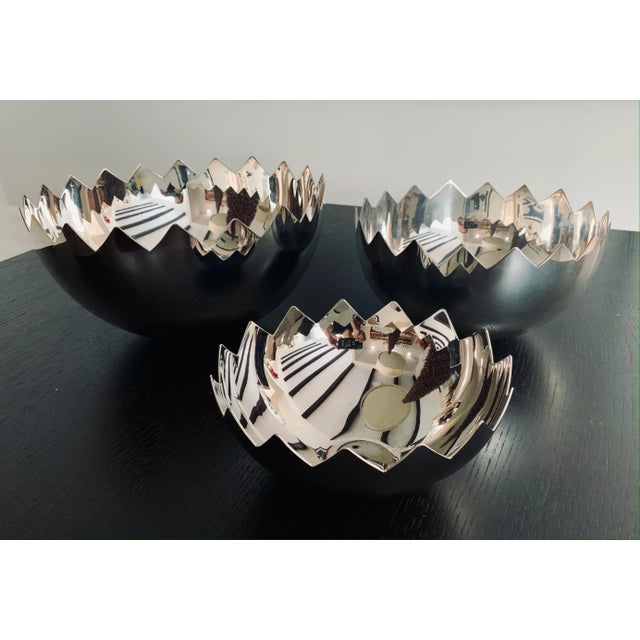 Metal 1980s Giuliano Malimpensa Mesa Design Italy Nesting Sawtooth Bowls- Set of 2 For Sale - Image 7 of 12