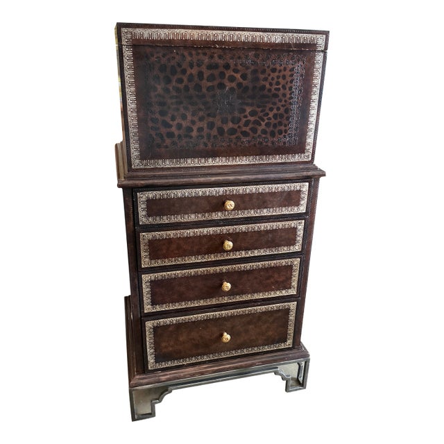 1980s Maitland - Smith Leather Wrapped File Cabinet For Sale