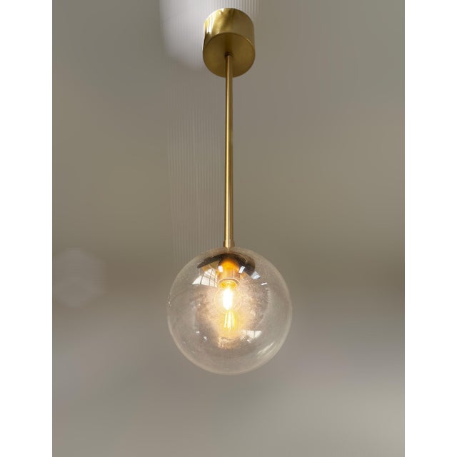 Uno Satin Brass Clear Globe Pendant by Fabio LTD For Sale - Image 6 of 6
