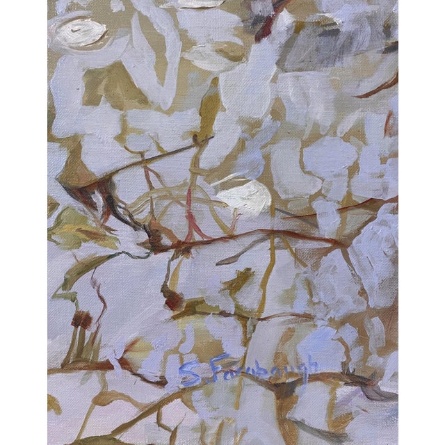 Sticks and Stones by Sheri Farabaugh | Oil on canvas Reflection of water with branches and leaves For Sale - Image 4 of 5