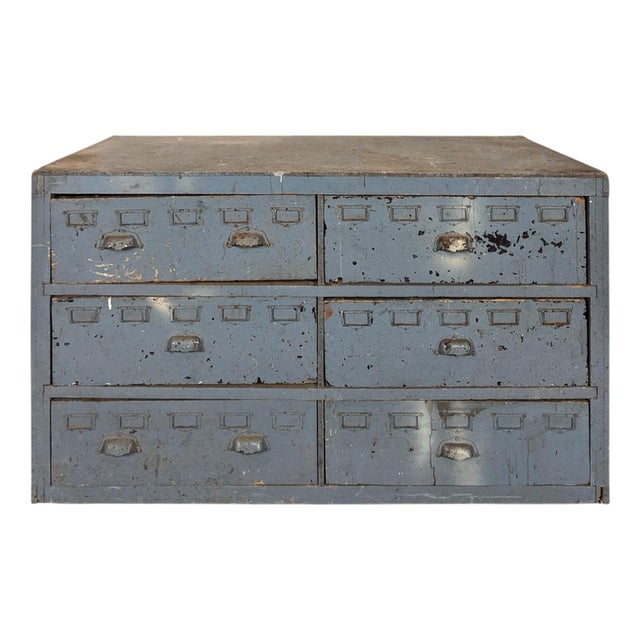 Antique-Style Workshop Cabinet with Six Drawers For Sale
