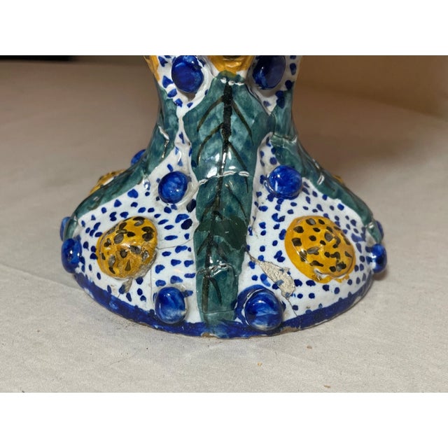 Share Antique 19th Century Spanish Majolica Painted Terracotta Pottery Vase Sculpture For Sale - Image 15 of 15