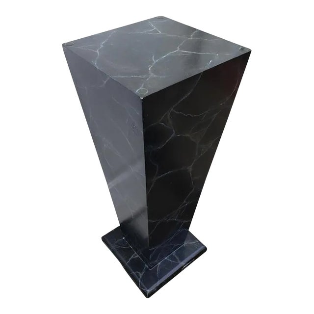 Faux Marble Painted Wooden Pedestal, Circa 1970s For Sale
