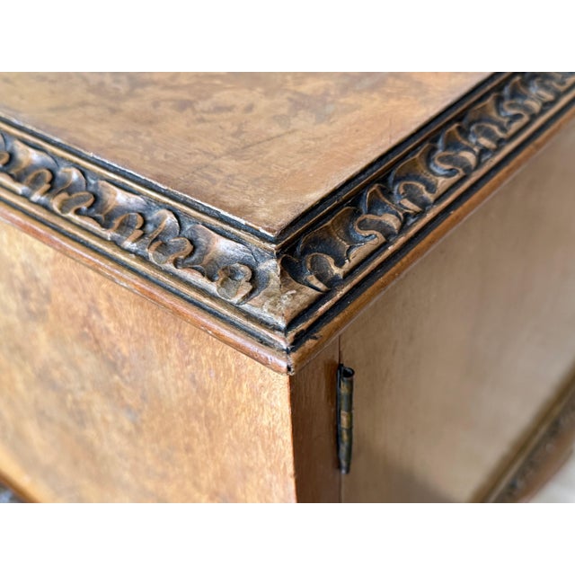Brown Early 20th Century Italian Bedside Tables in Light Oak with two doors, A Pair For Sale - Image 8 of 18