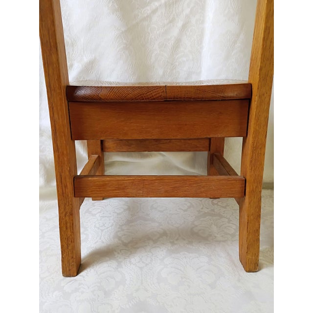 Brown Mid Century Mission Style Wooden School Chair Solid Oak Schoolhouse Kids Playroom Furniture For Sale - Image 8 of 10