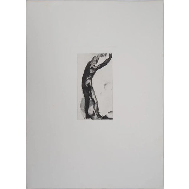 Auguste RODIN (1840-1917) (after) Man in black Engraving (heliogravure resumed at the tip) and enhanced with watercolor On...