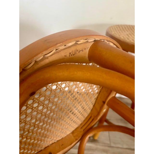 1950s Italian Bistro Style Mid Century Bentwood and Cane Counter Height Stools - Set of 3 For Sale - Image 11 of 12