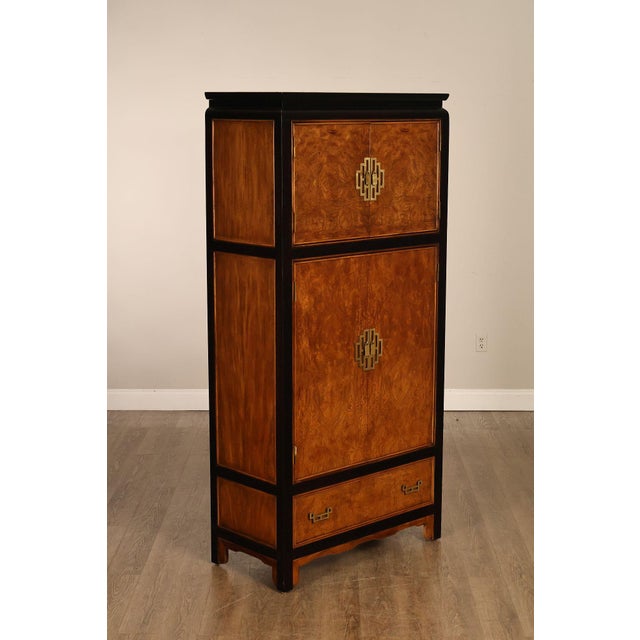 High Quality American Made Century Furniture Asian Style Gentleman's Chest Cabinet Armoire Featuring Burl Wood Veneer...