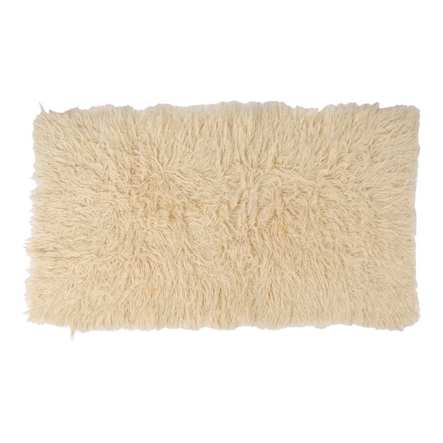 Antique Small Oushak Angora Wool Rug For Sale