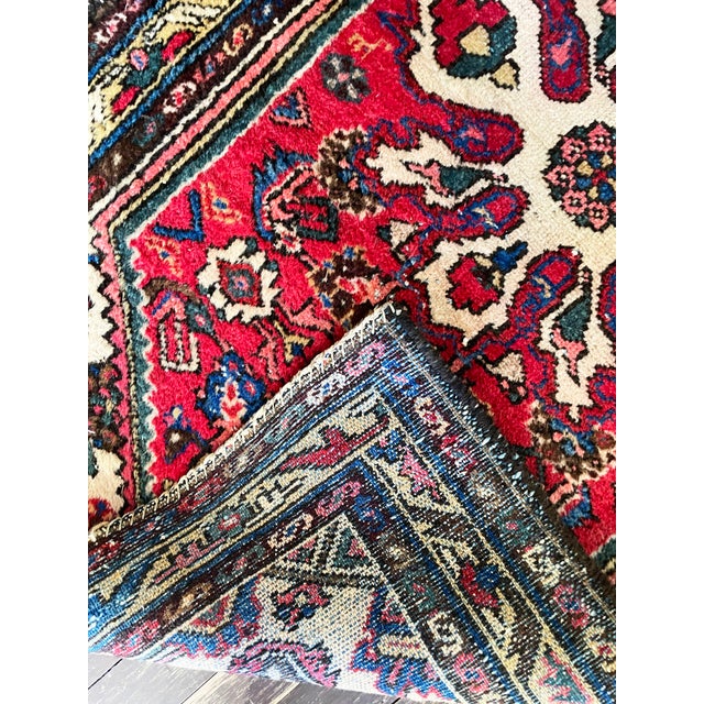 Red Antique Hamadan Rug, 2'4" X 4' #17602 as Is For Sale - Image 8 of 9