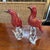 Design Plus Gallery presents a Set of Two Vintage Red + Gold Murano Bird Figurines. Hand blown art glass sculptures...