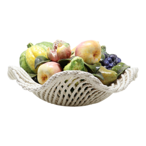 Vintage Monumental Handmade Italian Ceramic Fruit Basket