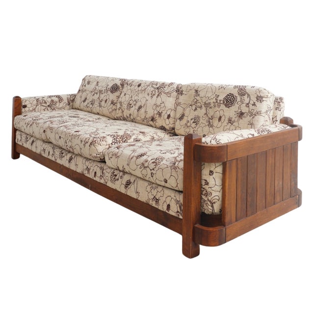 - 29.75"h, 100"w, 34.5"d, 16" seat height - Designed by Carsons, United States, 1970s - Original cotton felt upholstery,...