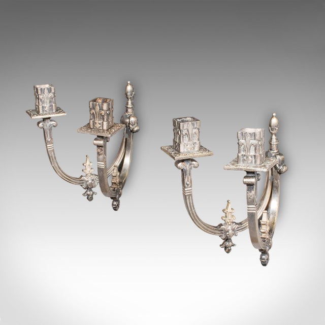 Art Nouveau Pair of Antique Candle Sconces, French, Wall Lighting, Art Nouveau, Victorian For Sale - Image 3 of 10