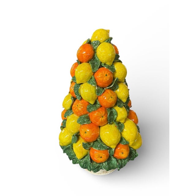 2020s Vintage Italian-Style Polychrome Ceramic Citrus Topiary For Sale - Image 5 of 12
