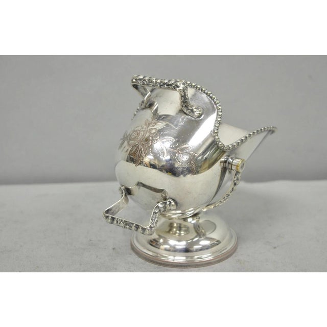 Victorian Vintage English Victorian Silver Plated Sugar Cube Scuttle Bucket by Winchester For Sale - Image 3 of 13