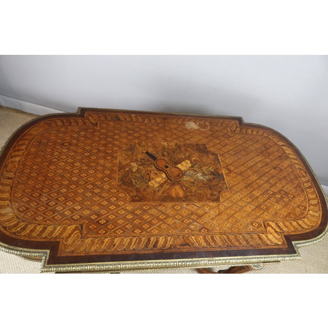 19th Century Marquetry Center Table For Sale - Image 10 of 11