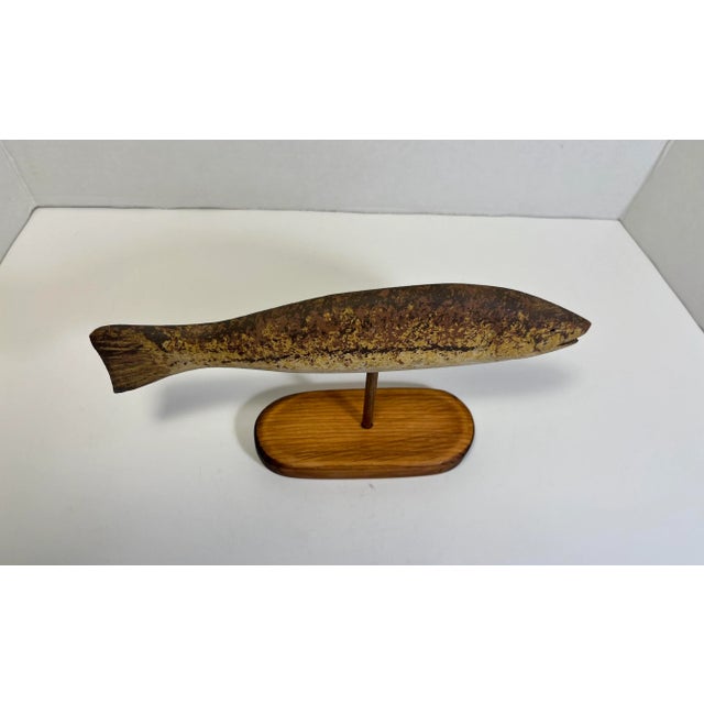 Vintage Wood Carved Hand Painted Fish Sculpture by Randy Hofman For Sale - Image 4 of 6