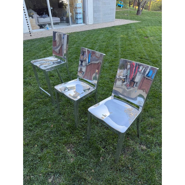 Chrome Philippe Starck for Emeco Hudson Polished Aluminum Chairs – Set of 2 Dining + 1 Bar Height For Sale - Image 8 of 17