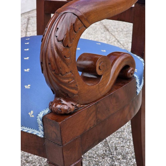 Empire Armchair in Carved Mahogany, 1820 For Sale - Image 6 of 10