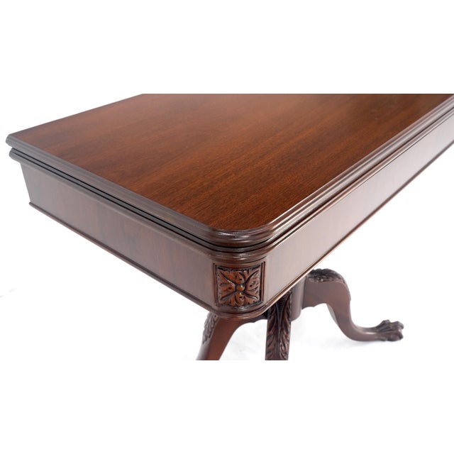Brown Ball & Claw Chippendale Style Mahogany Expandable Flip Top Game Console Table For Sale - Image 8 of 12