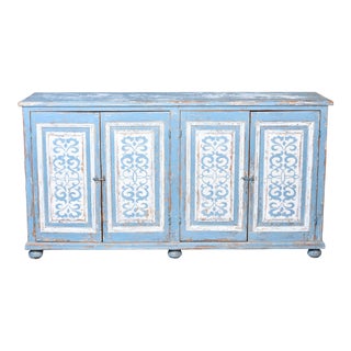 Early 20th Century Blue and White Painted French Buffet For Sale