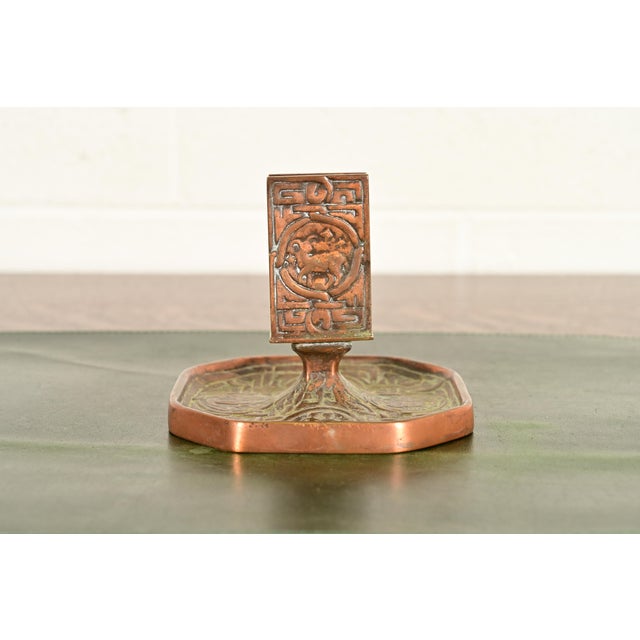 Tiffany Studios New York Zodiac Pattern Bronze Match Box Holder For Sale - Image 11 of 11