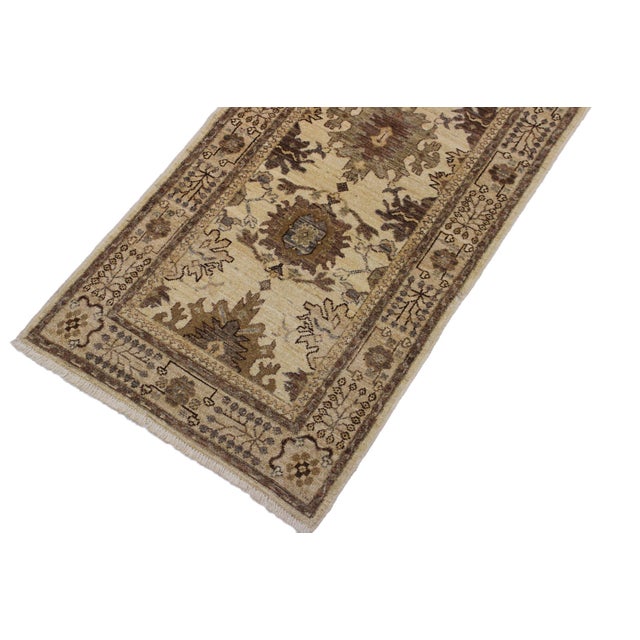 Boho Chic Ziegler Beige/Brown Wool Runner Rug- 2'6'' X 10'1'' For Sale - Image 4 of 10