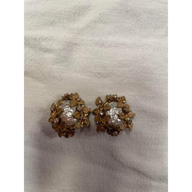 Gold-Plated Earrings by Miriam Haskell, 1960s, Set of 2 For Sale - Image 7 of 7