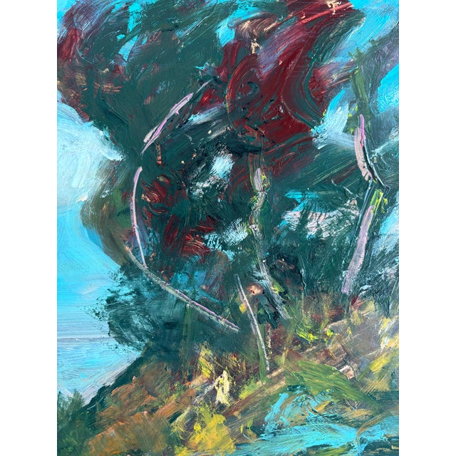 Boho Chic Vintage Juan Guzman Fauvist Abstract Palm Trees, Framed For Sale - Image 3 of 6