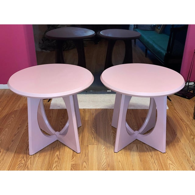Wood Modern Pink Cocktail Tables - Set of 2 For Sale - Image 7 of 11