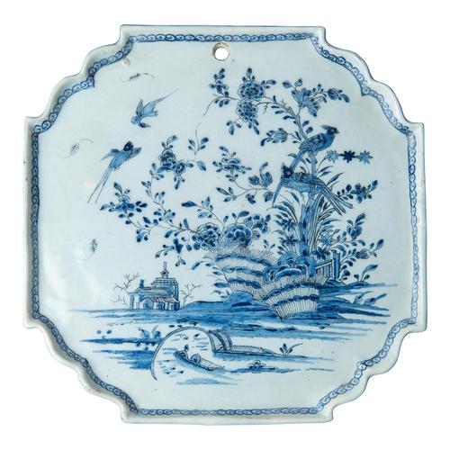 Delft Blue and White Chinoiserie Plaque, 1740-1760 For Sale - Image 9 of 9