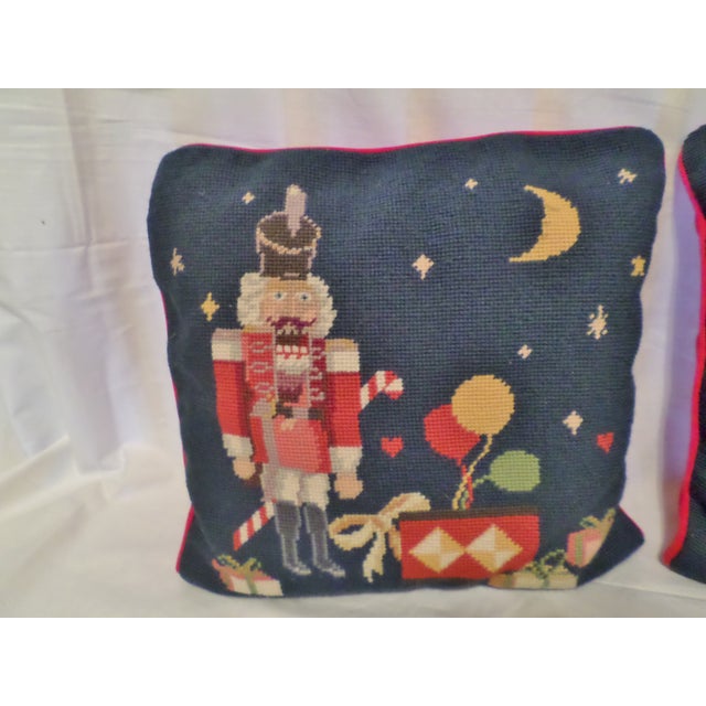 Vintage Christmas Needlepoint Nutcracker Pillows 14" X 14" Chairish